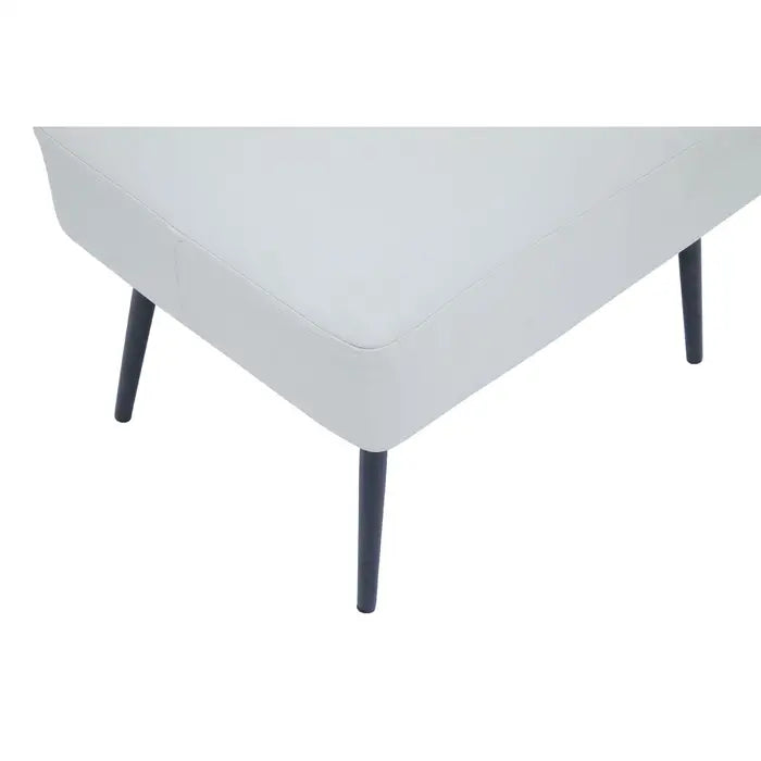 Modern White Faux Leather Accent Chair & Ottoman – Black Metal Legs