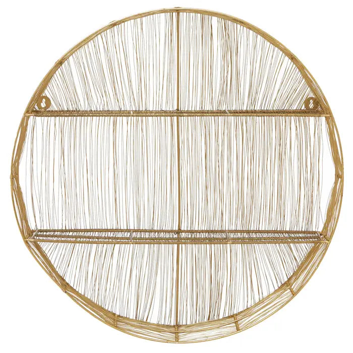 Luxurious Gold Iron Round Wall Shelf – Elegant Design - 