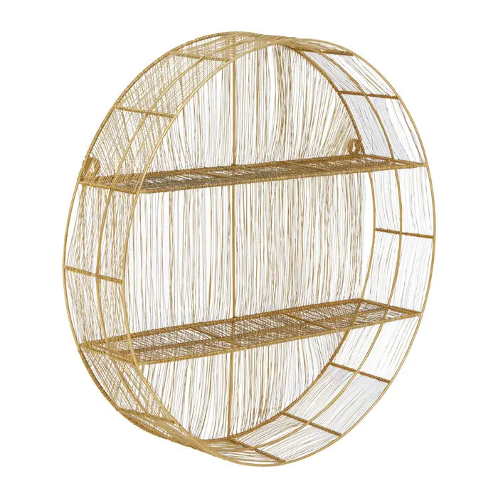 Luxurious Gold Iron Round Wall Shelf – Elegant Design