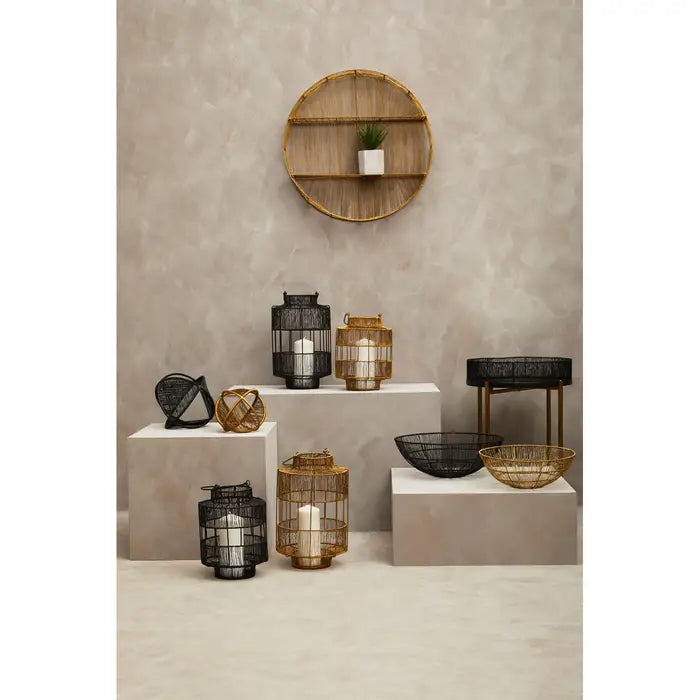 Luxurious Gold Iron Round Wall Shelf – Elegant Design - 
