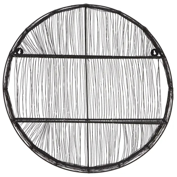 Contemporary Black Iron Round Wall Shelf – Minimalist Design