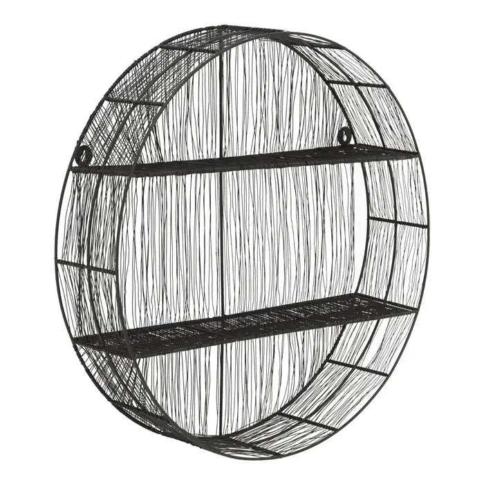 Contemporary Black Iron Round Wall Shelf – Minimalist Design