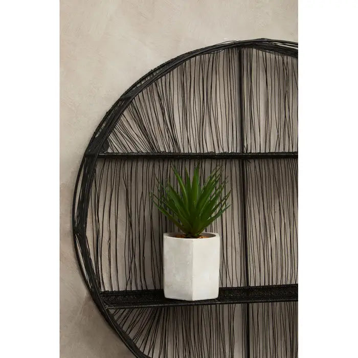 Contemporary Black Iron Round Wall Shelf – Minimalist Design - 