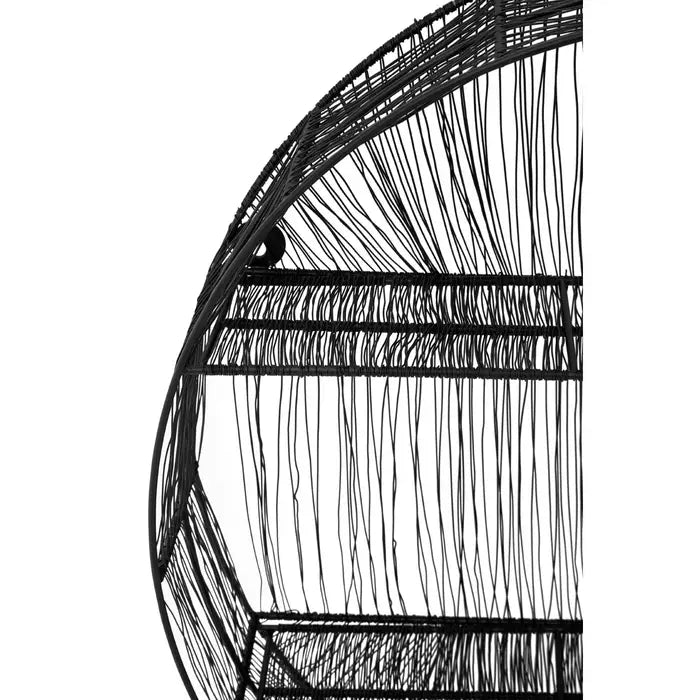 Contemporary Black Iron Round Wall Shelf – Minimalist Design