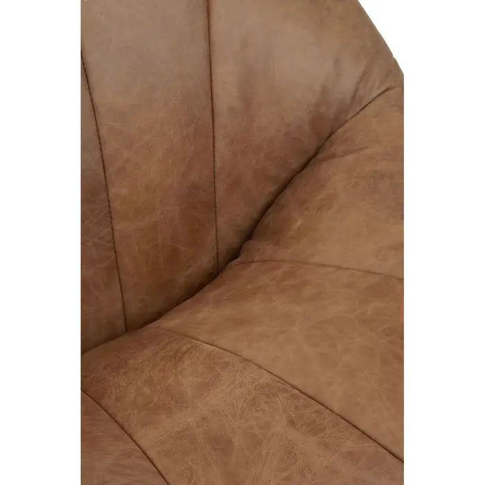Contemporary Brown Swivel Accent Chair – Curved Design & Foam Padding