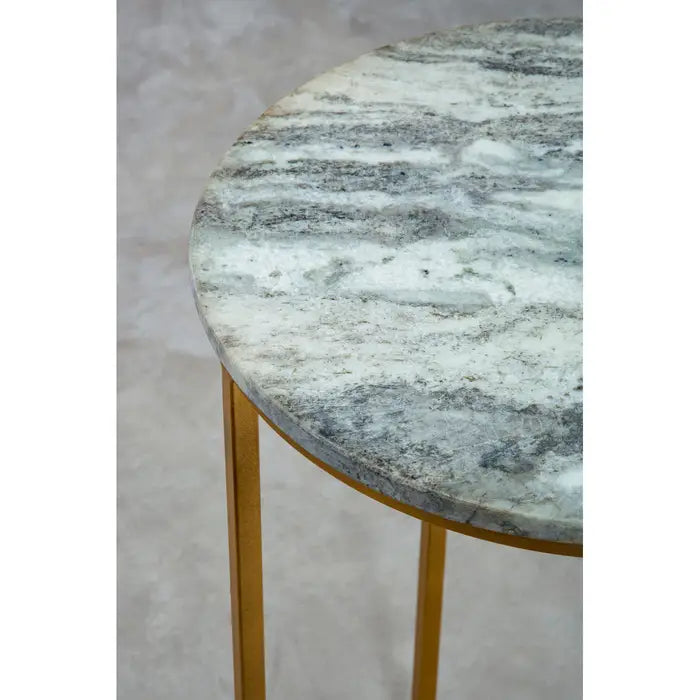 Contemporary Gold Nesting Side Tables – Marble Tops & Iron Frames