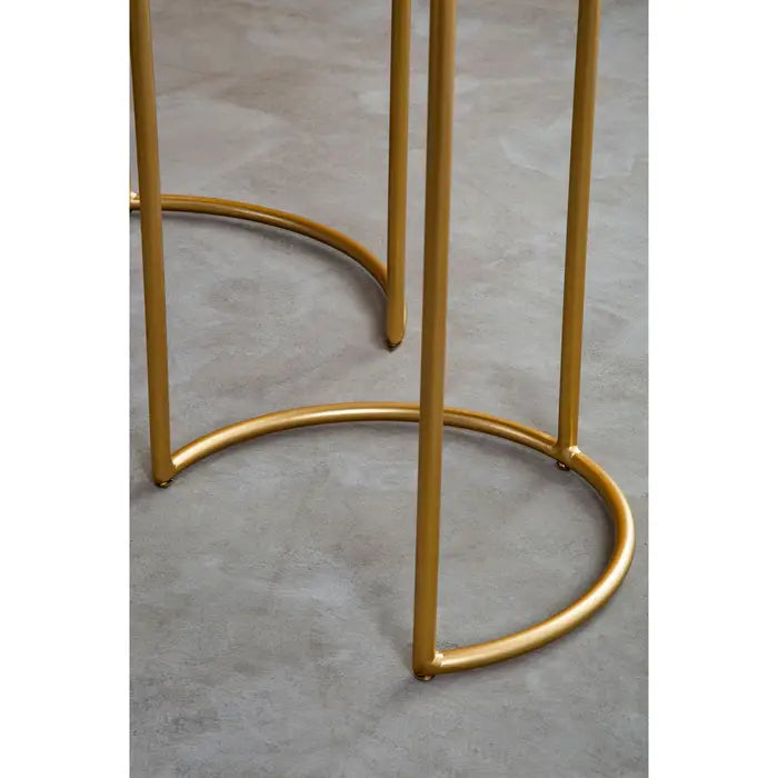 Contemporary Gold Nesting Side Tables – Marble Tops & Iron Frames