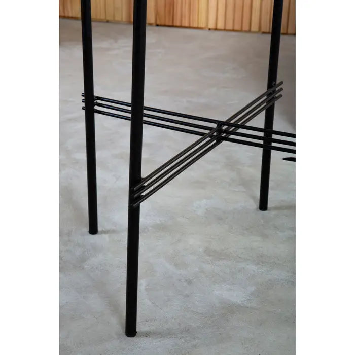 Contemporary Green Marble Side Table – Sleek Black Iron Frame