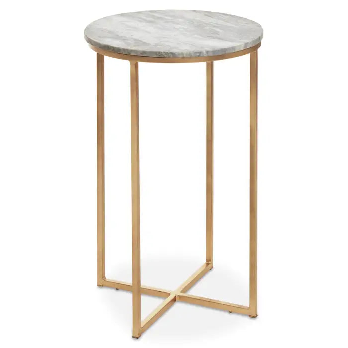 Elegant Marble & Iron Side Table – Gold Frame & Round Top