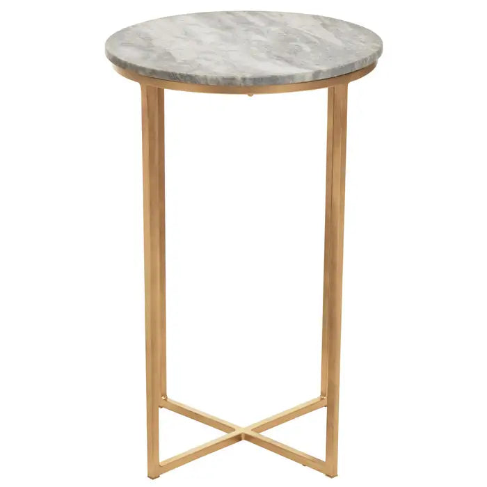 Elegant Marble & Iron Side Table – Gold Frame & Round Top