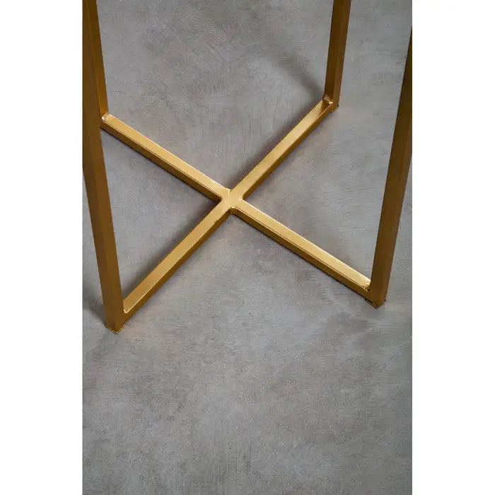 Elegant Marble & Iron Side Table – Gold Frame & Round Top