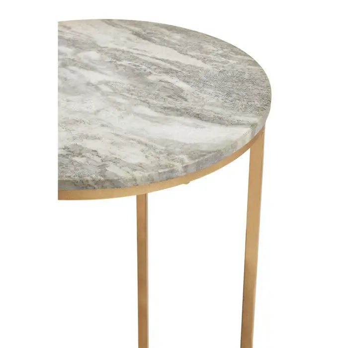 Elegant Marble & Iron Side Table – Gold Frame & Round Top