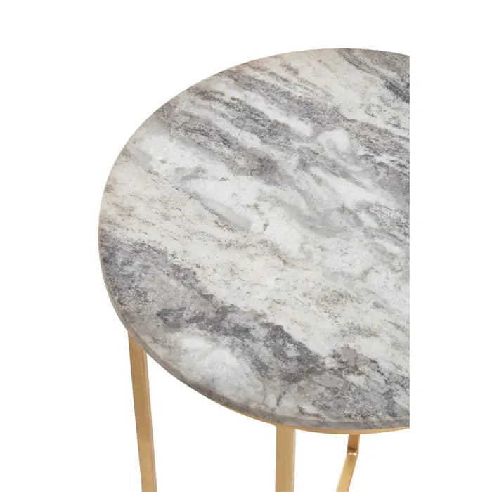 Elegant Marble & Iron Side Table – Gold Frame & Round Top