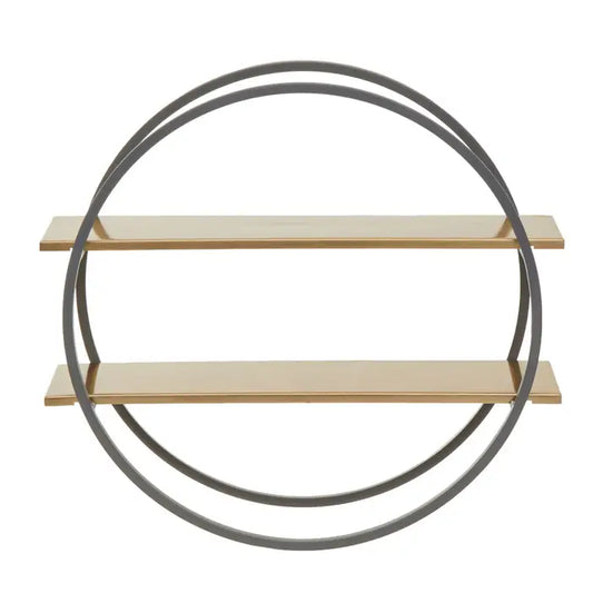 Elegant Gold Metal Round Shelf – Dual Tier Display - 
