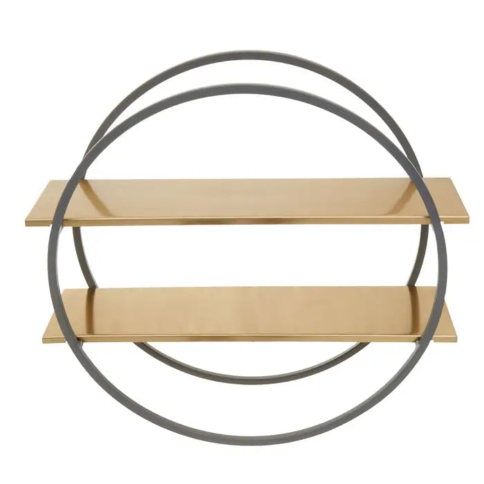 Elegant Gold Metal Round Shelf – Dual Tier Display