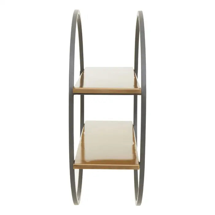 Elegant Gold Metal Round Shelf – Dual Tier Display