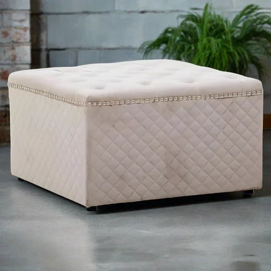 Zamora Square Mink Velvet Ottoman