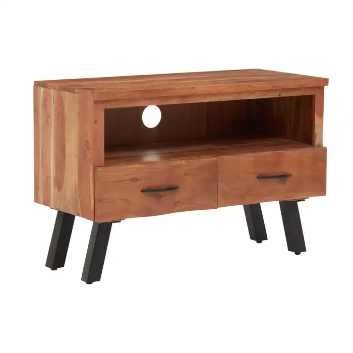 Nashik Two Drawer Acacia Media Unit In Natural
