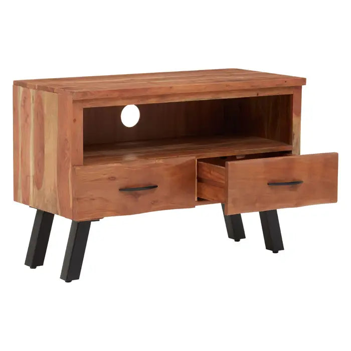 Nashik Two Drawer Acacia Media Unit In Natural