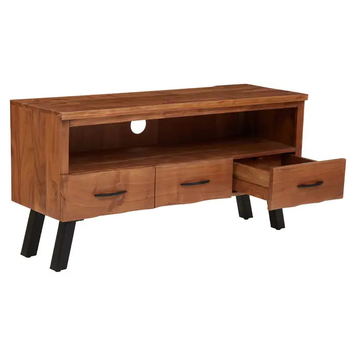 Nashik Three Drawer Acacia Media Unit In Black