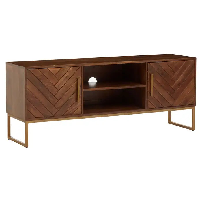 Gaya Large Iron & Wood Media Unit In Gold