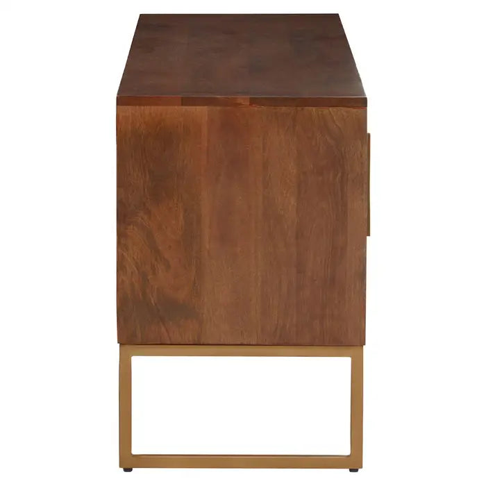Gaya Large Iron & Wood Media Unit In Gold