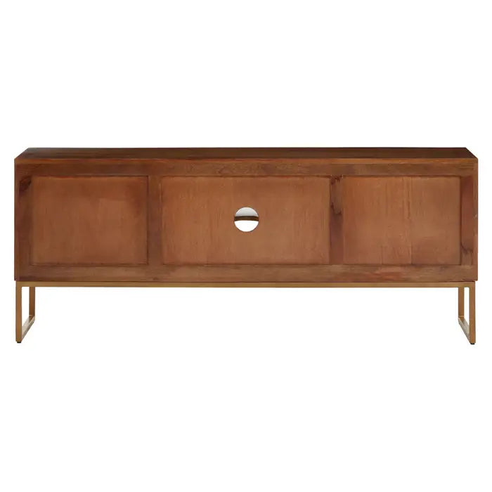 Gaya Large Iron & Wood Media Unit In Gold