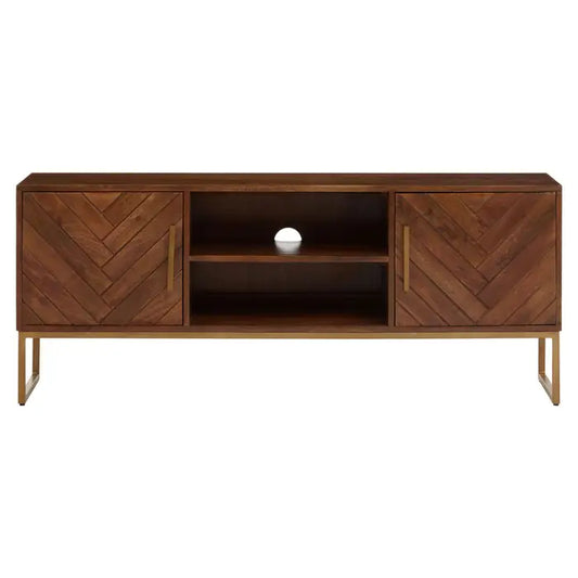 Gaya Large Iron & Wood Media Unit In Gold