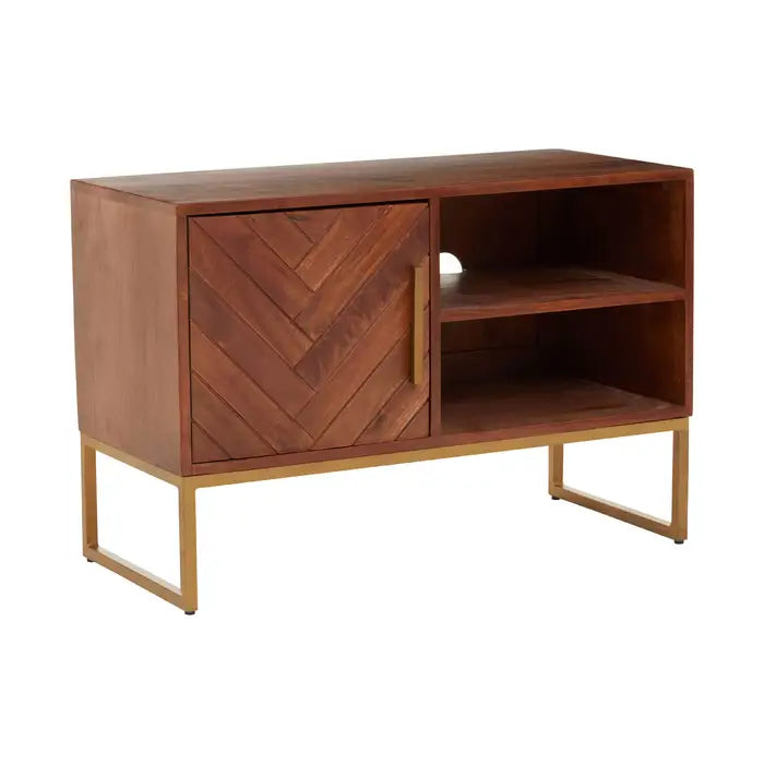 Gaya Small Iron & Wood Media Unit In Natural