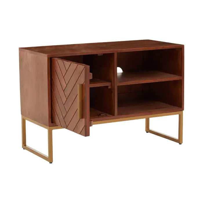 Gaya Small Iron & Wood Media Unit In Natural