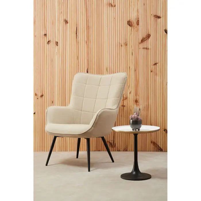 Elegant Black & White Side Table – Gold Accents & Enamel Finish - 