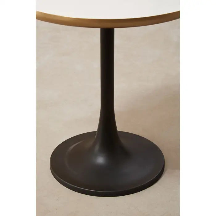 Elegant Black & White Side Table – Gold Accents & Enamel Finish