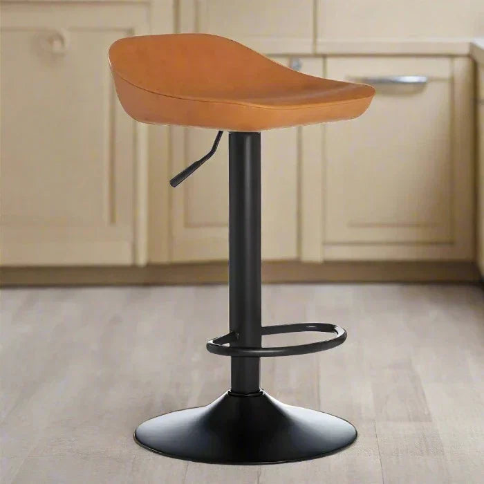 Stylish Black & Brown Adjustable Bar Stool – Iron Frame & Modern ABS Seat  