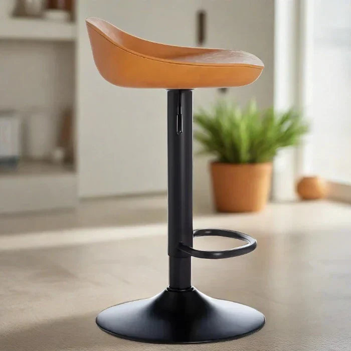 Stylish Black & Brown Adjustable Bar Stool – Iron Frame & Modern ABS Seat