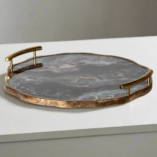 Elegant Black Glass Serving Tray – Gold Handles & Unique Design Your Home Interiors -  House & Home