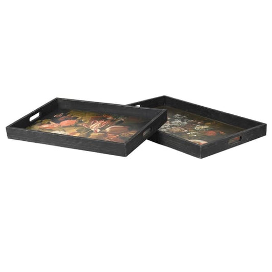 Classic Multicolored Floral Rectangular Tray Set – Fir Wood Frame & Vintage Artwork Your Home Interiors -  House & Home