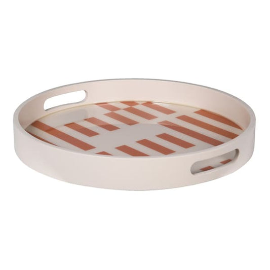 Modern Cream Round Tray – Striped Design & MDF Frame - Your Home Interiors -  House & Home