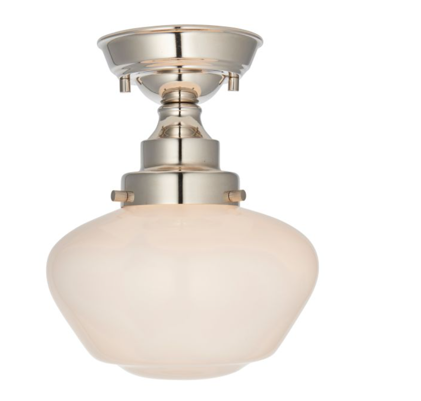 Vintage Bright Nickel & Opal Glass Ceiling Light – Classic Flush Mount - Your Home Interiors