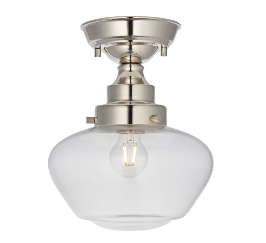 Vintage Bright Nickel & Clear Glass Ceiling Light – Classic Flush Mount - Your Home Interiors