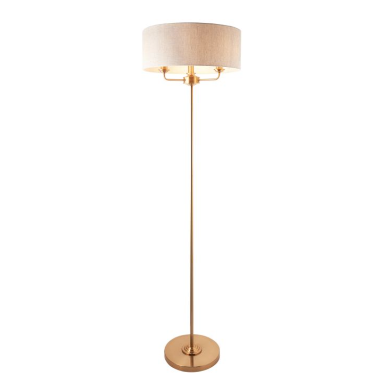 Elegant Vintage Brass Floor Lamp – Slim Steel Frame & Fabric Shade - Decor Interiors