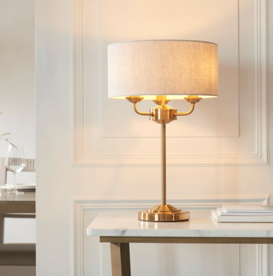 Classic Vintage Brass Table Lamp – Elegant Steel Frame & Fabric Shade - 