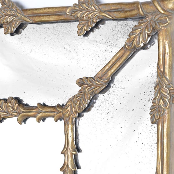 Ornate Gold Leaf Rectangular Wall Mirror – Vintage Design & Elegant Detailing