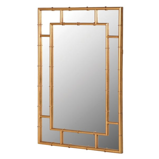 Modern Gold Iron Wall Mirror – Rectangular Bamboo Inspired Frame - Your Home Interiors - House & Home