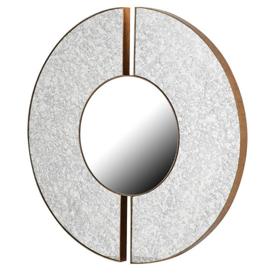 Modern Antique Gold Iron Wall Mirror – Round Design & Distressed Finish - Your Home Interiors - House & Home