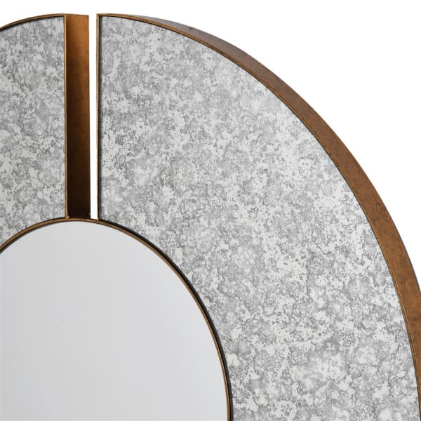 Modern Antique Gold Iron Wall Mirror – Round Design & Distressed Finish - Your Home Interiors - House & Home