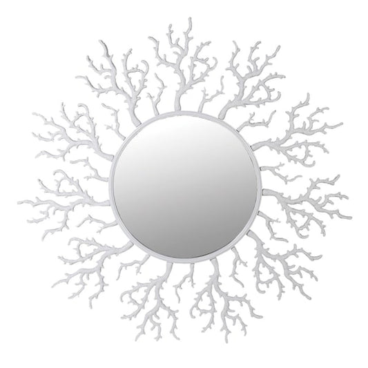 Elegant White Coral Wall Mirror – Decorative Polyresin & Iron Frame - Your Home Interiors - House & Home