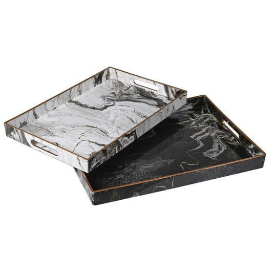 Modern Marble-Effect Plastic Serving Tray – Elegant Design & Gold Accents - Your Home Interiors -  House & Home