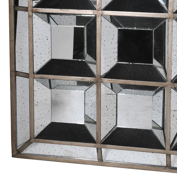 Elegant Antique Silver Panelled Wall Mirror – Statement Piece
