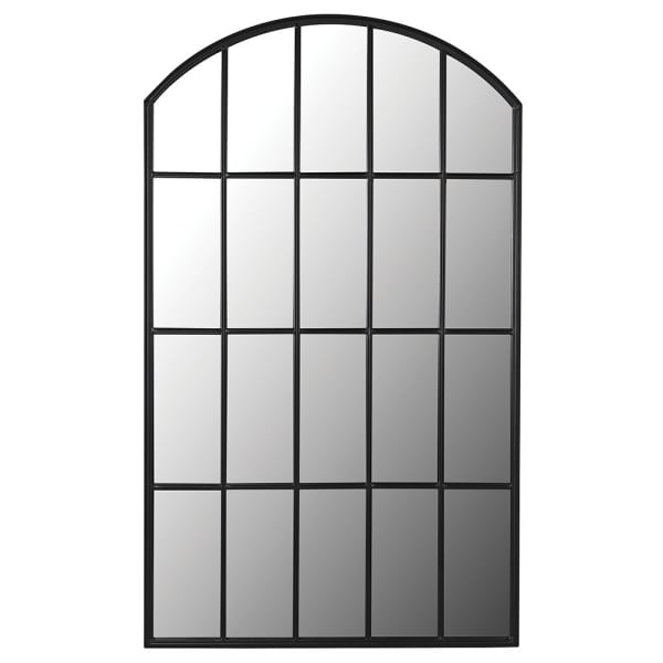 Modern Black Arched Windowpane Mirror – Industrial Elegance - Your Home Interiors - House & Home
