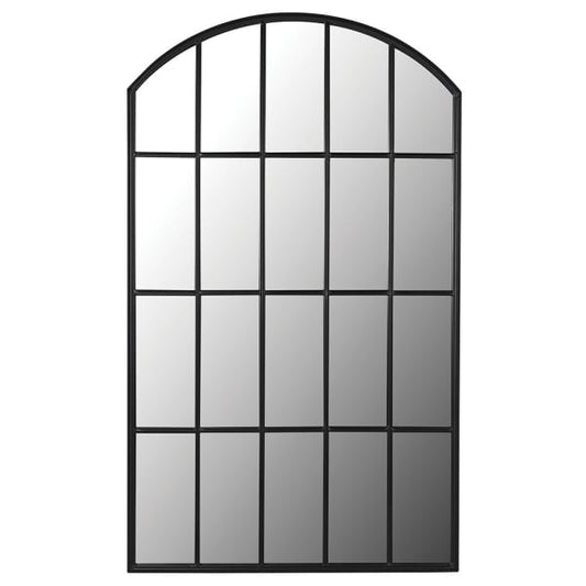 Modern Black Arched Windowpane Mirror – Industrial Elegance - Your Home Interiors - House & Home